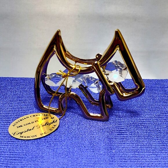 Crystal Delight 24K Gold Plated Terrier Dog Suncatcher Austrian Crystal 1995 VTG - Picture 2 of 5